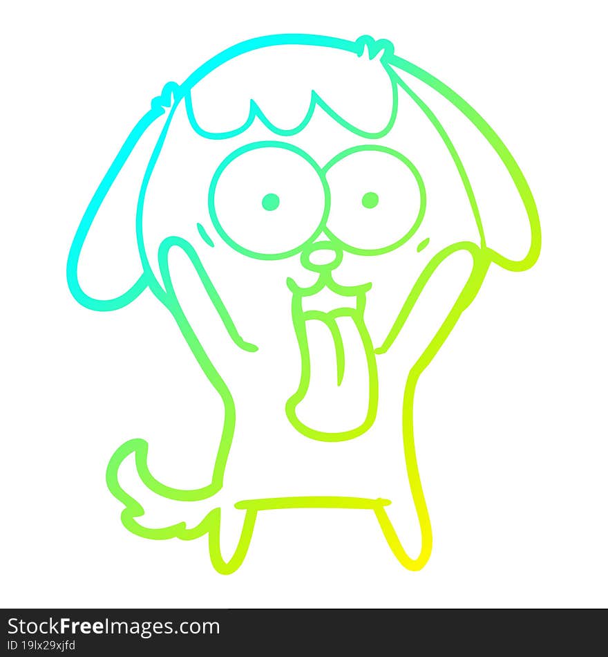 cold gradient line drawing of a cute cartoon dog