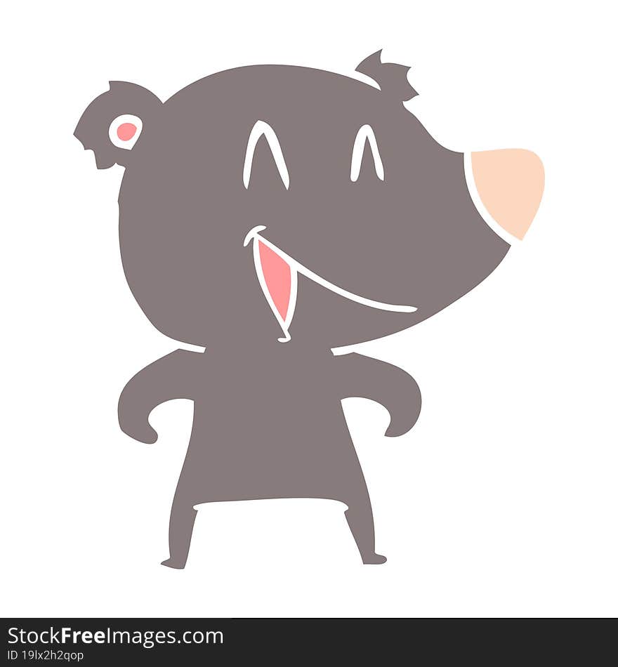 laughing bear flat color style cartoon