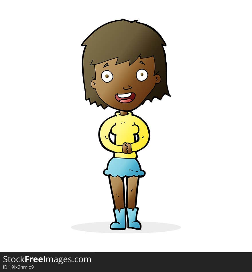 cartoon excited woman