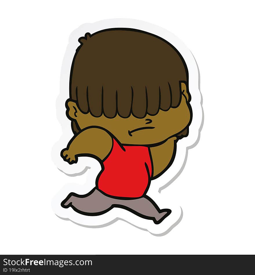 sticker of a cartoon boy with untidy hair