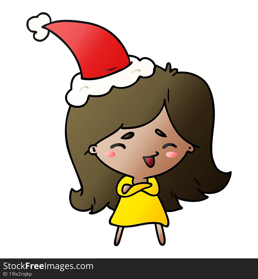 hand drawn christmas gradient cartoon of kawaii girl