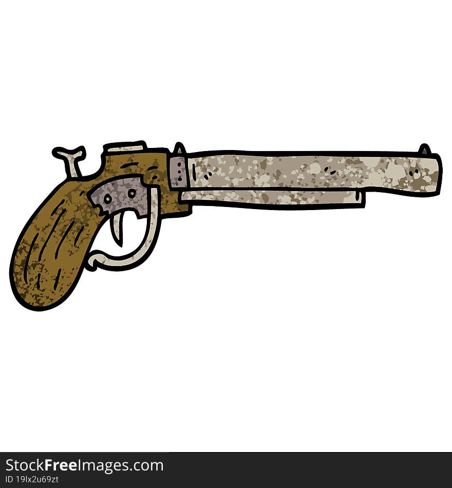 grunge textured illustration cartoon old pistol