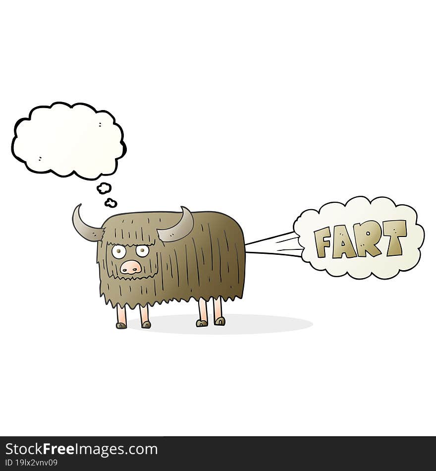 Thought Bubble Cartoon Hairy Cow Farting