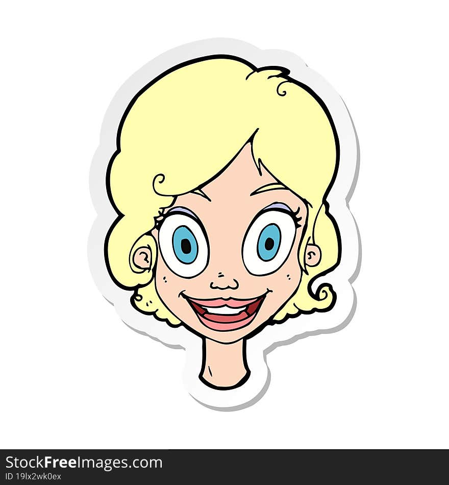 Sticker Of A Cartoonhappy Woman