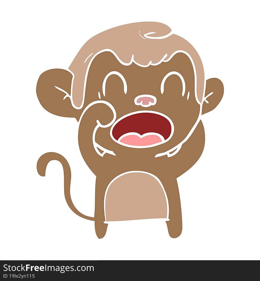 shouting flat color style cartoon monkey