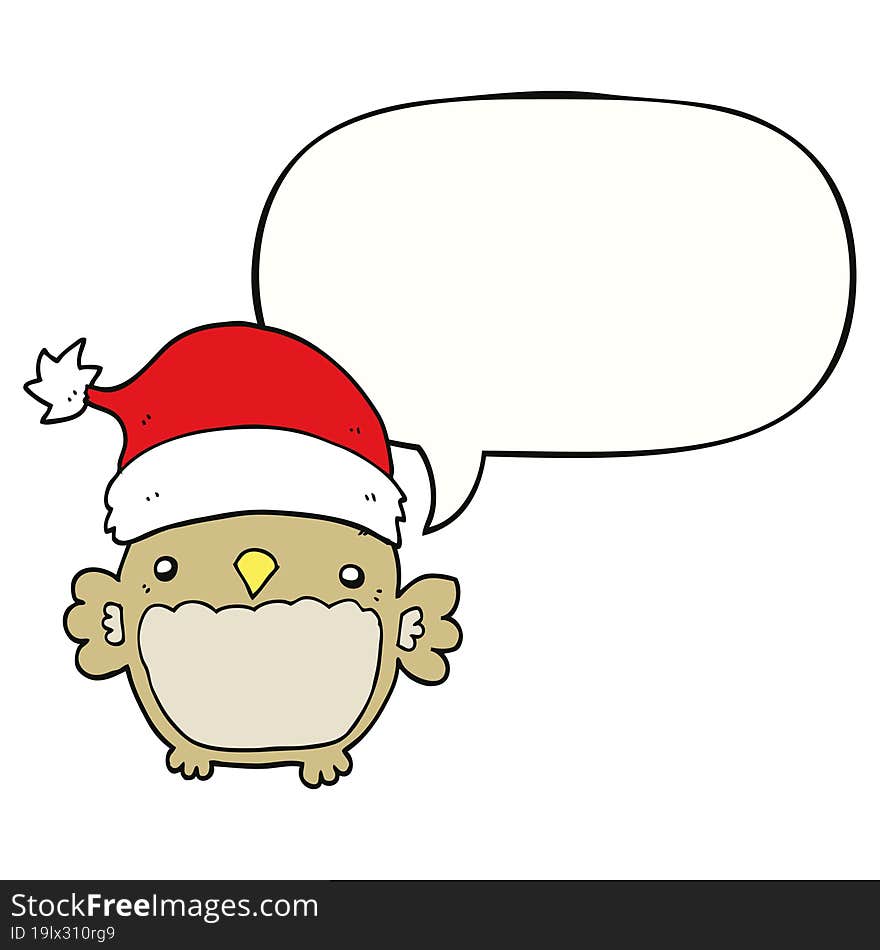 cute christmas owl and speech bubble