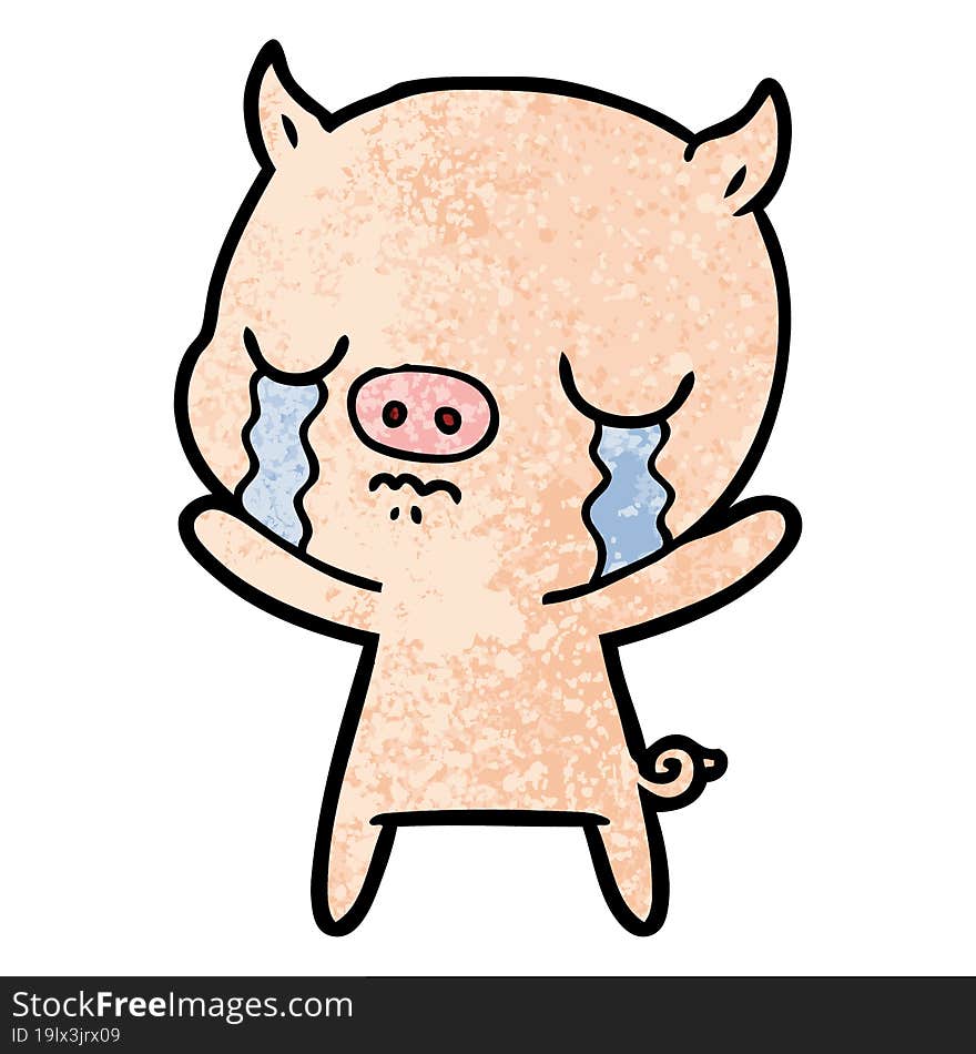 cartoon pig crying. cartoon pig crying