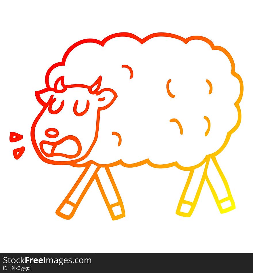 warm gradient line drawing cartoon sheep