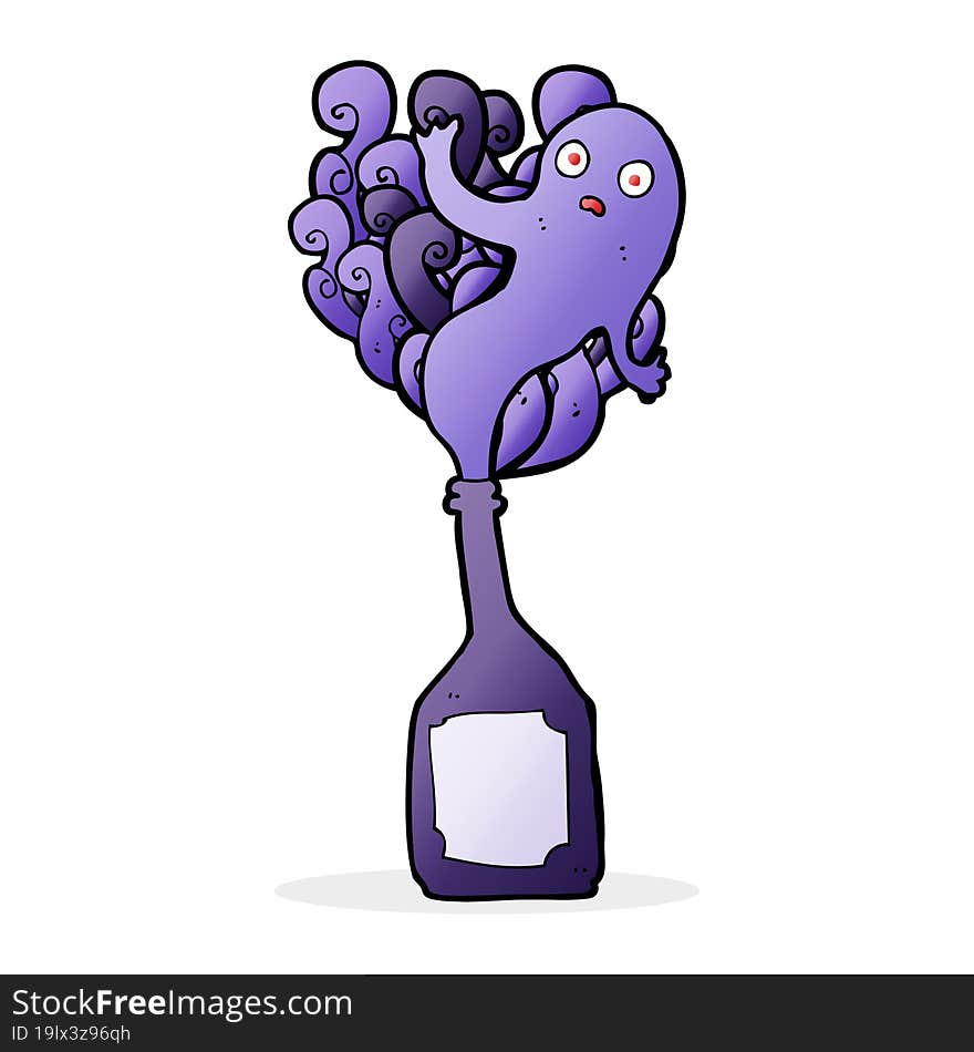 Cartoon Ghost In Bottle