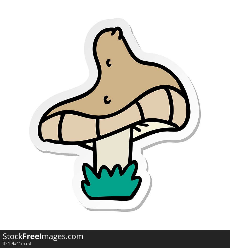 hand drawn sticker cartoon doodle of a single mushroom