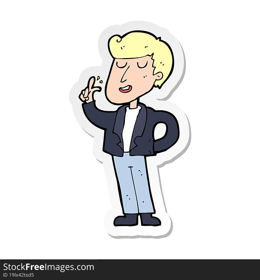 sticker of a cartoon cool guy snapping fingers