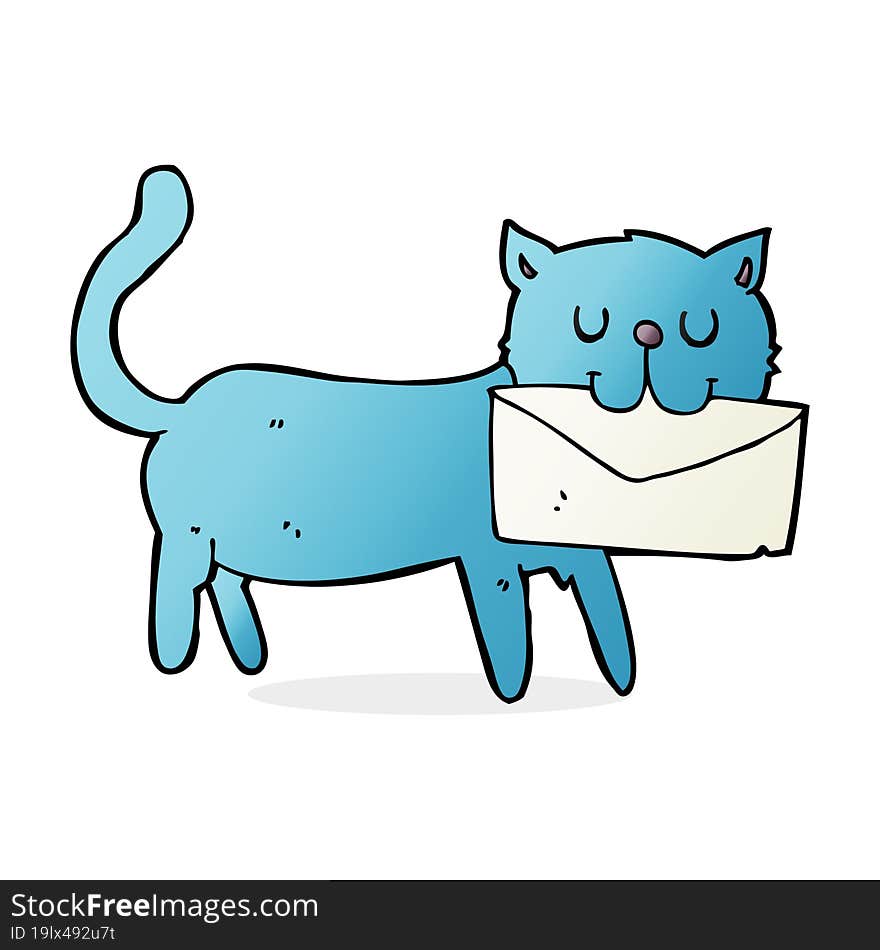 cartoon cat carrying letter