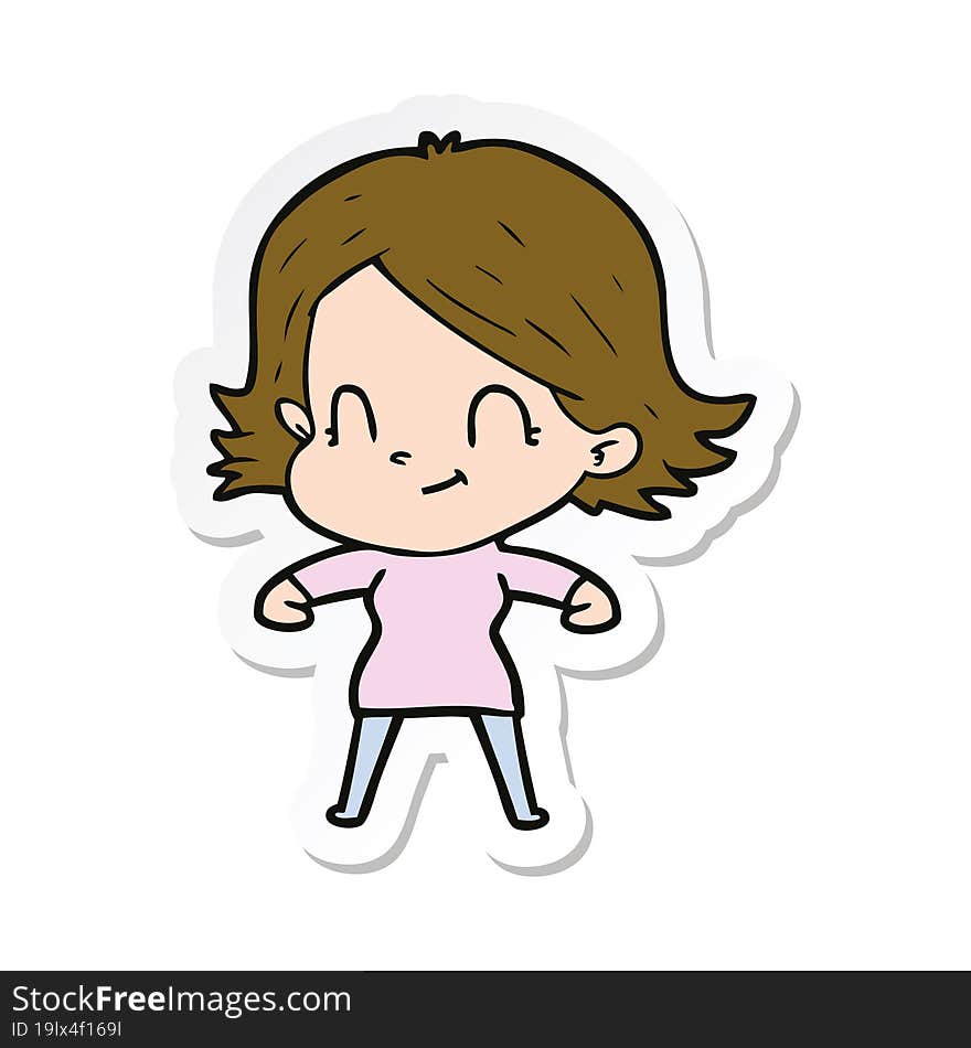 Sticker Of A Cartoon Friendly Girl