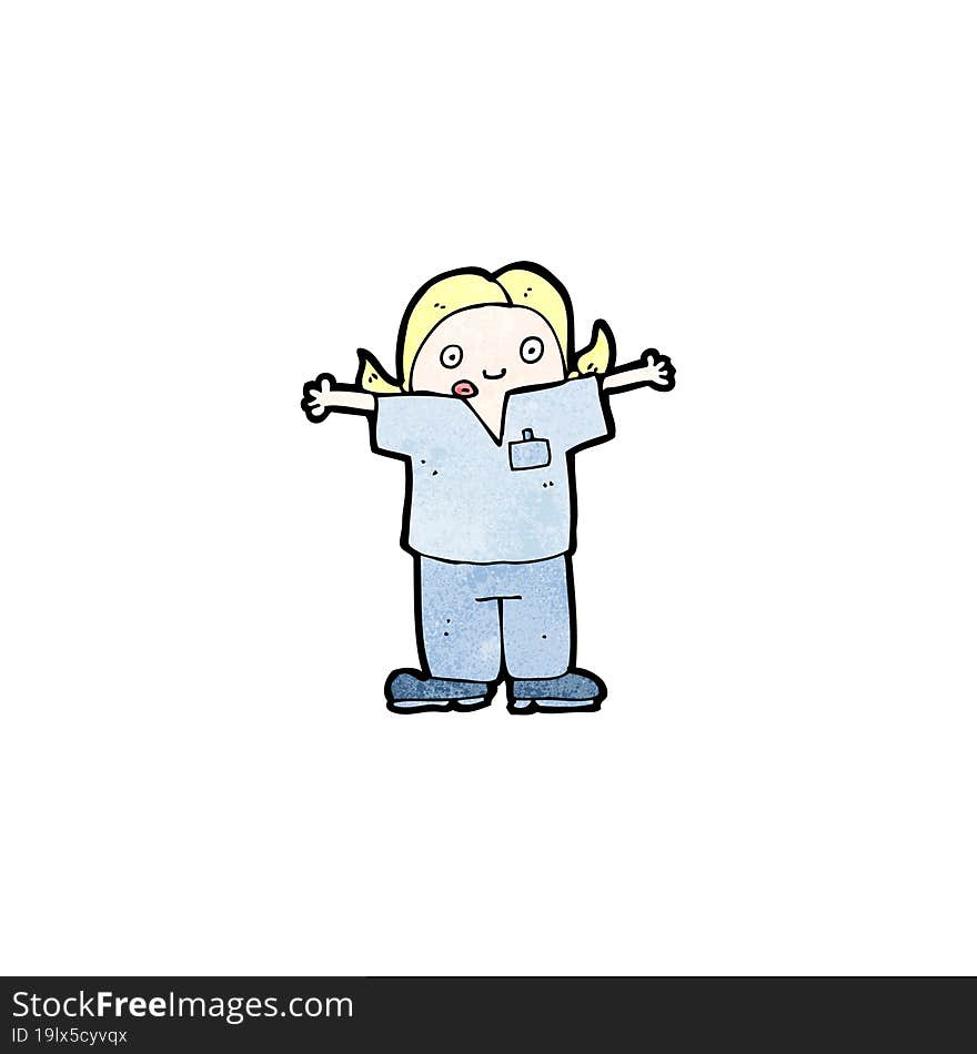 cartoon nurse shrugging shoulders