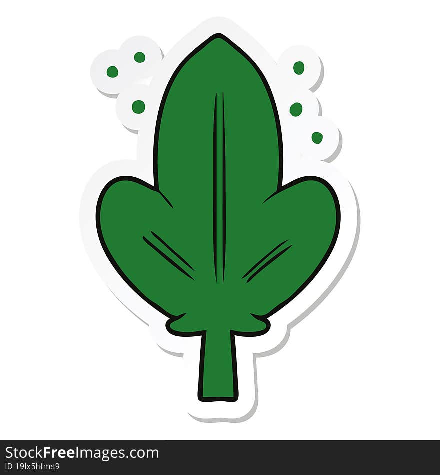 sticker of a cartoon leaf