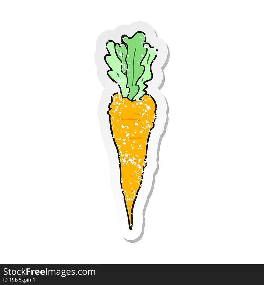 distressed sticker of a cartoon carrot