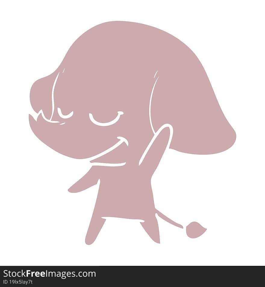 flat color style cartoon smiling elephant