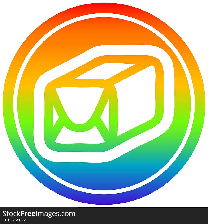 wrapped parcel circular in rainbow spectrum