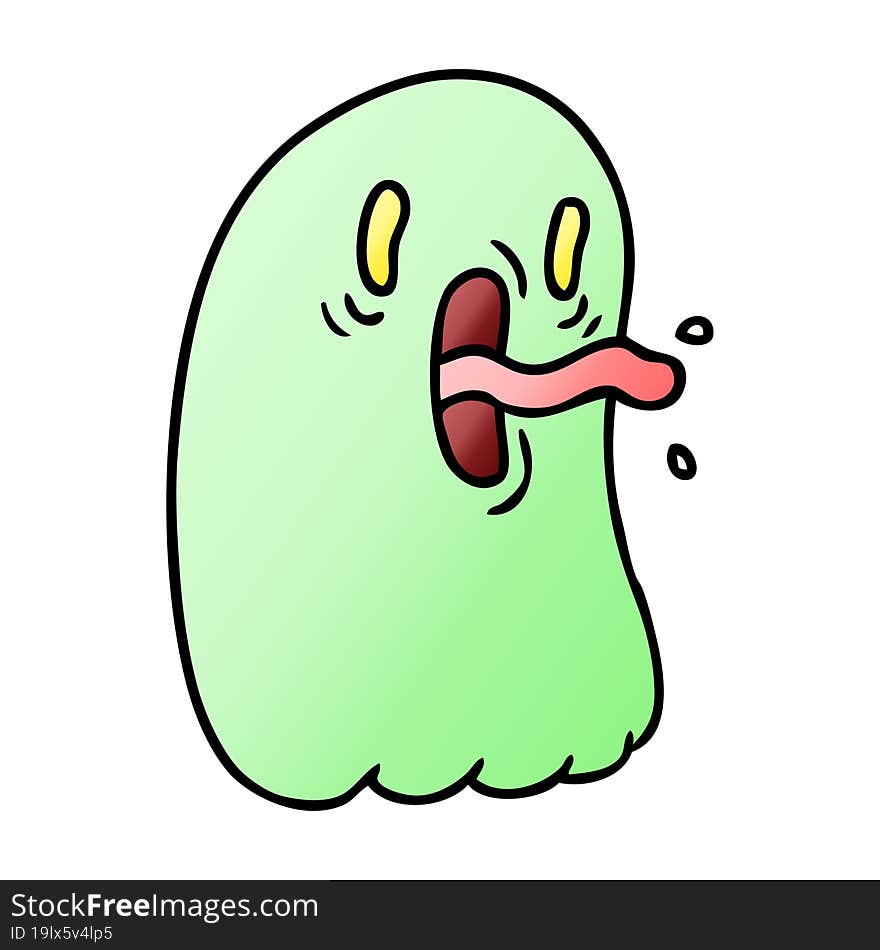 Gradient Cartoon Of Kawaii Scary Ghost