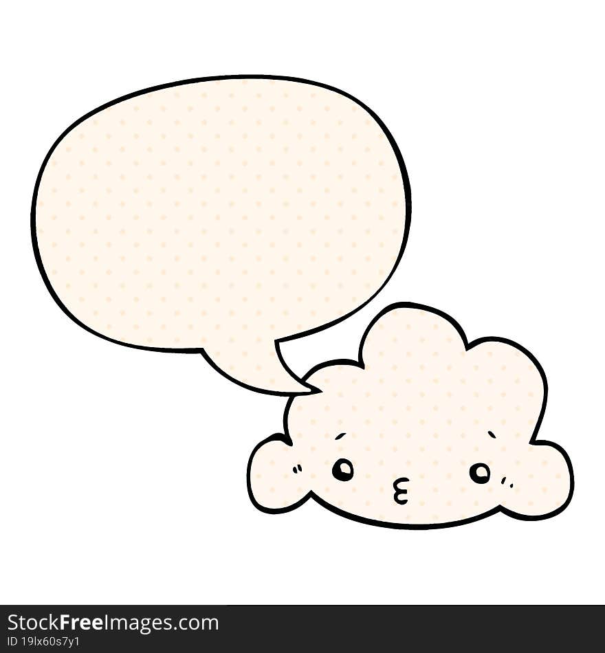 cute cartoon cloud and speech bubble in comic book style