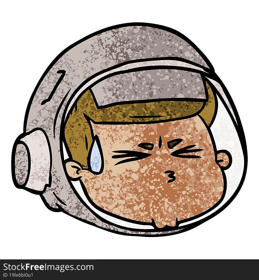 cartoon stressed astronaut face. cartoon stressed astronaut face