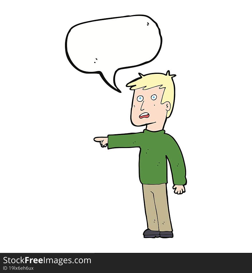 cartoon pointing man with speech bubble