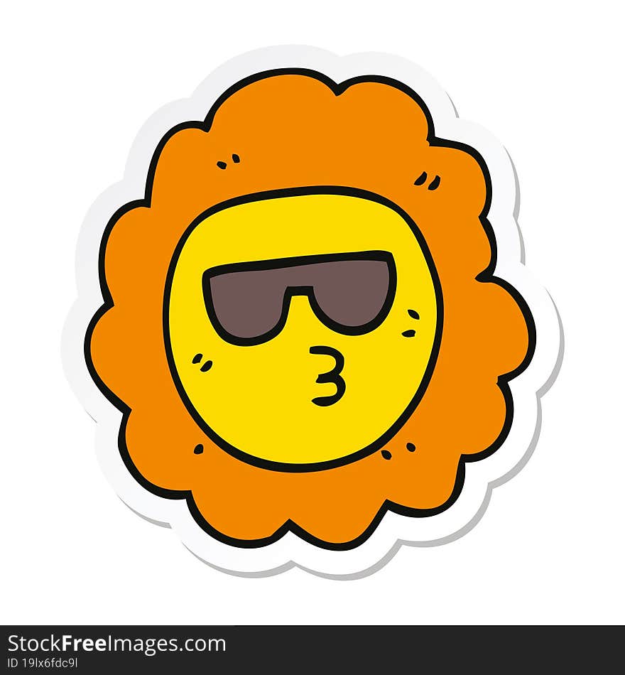 Sticker Of A Cartoon Sunflower