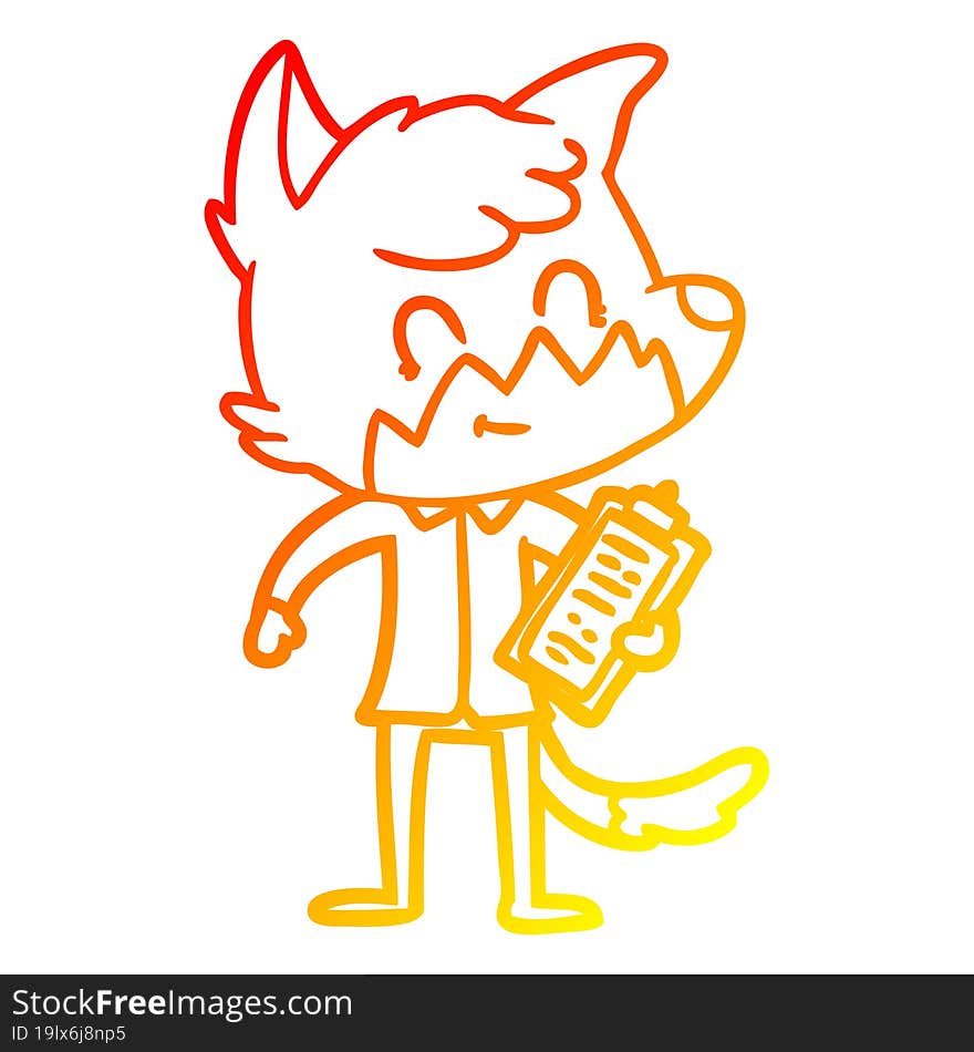 warm gradient line drawing cartoon friendly fox manager