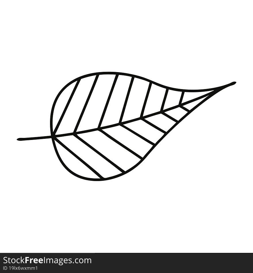 line drawing cartoon of a green leaf