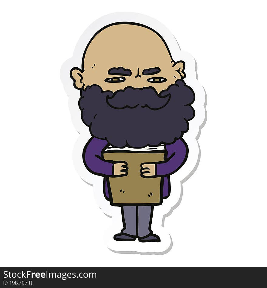 sticker of a cartoon man with beard frowning