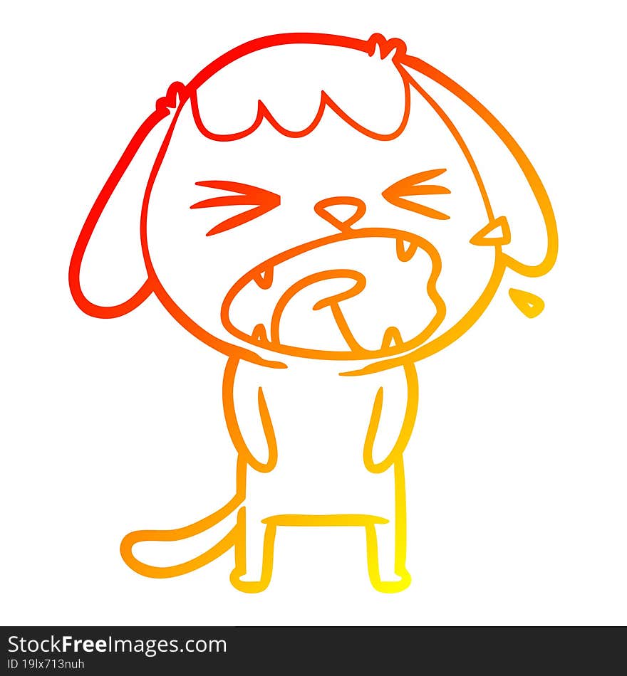 warm gradient line drawing of a cute cartoon dog