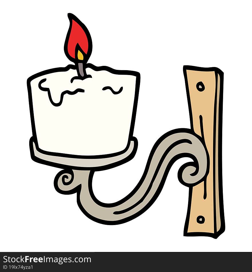 hand drawn doodle style cartoon old candle holder