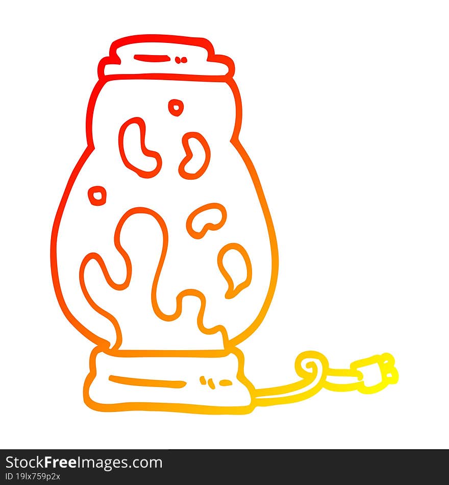 warm gradient line drawing of a cartoon lava lamp