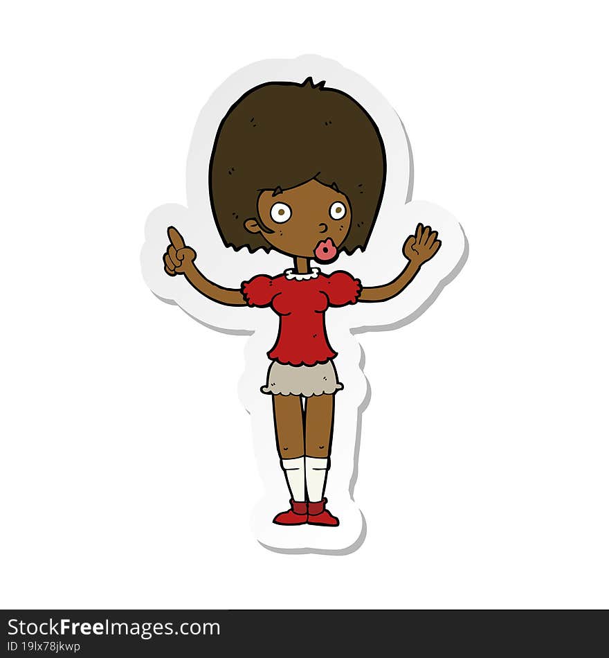 Sticker Of A Cartoon Woman Explaining Her Point