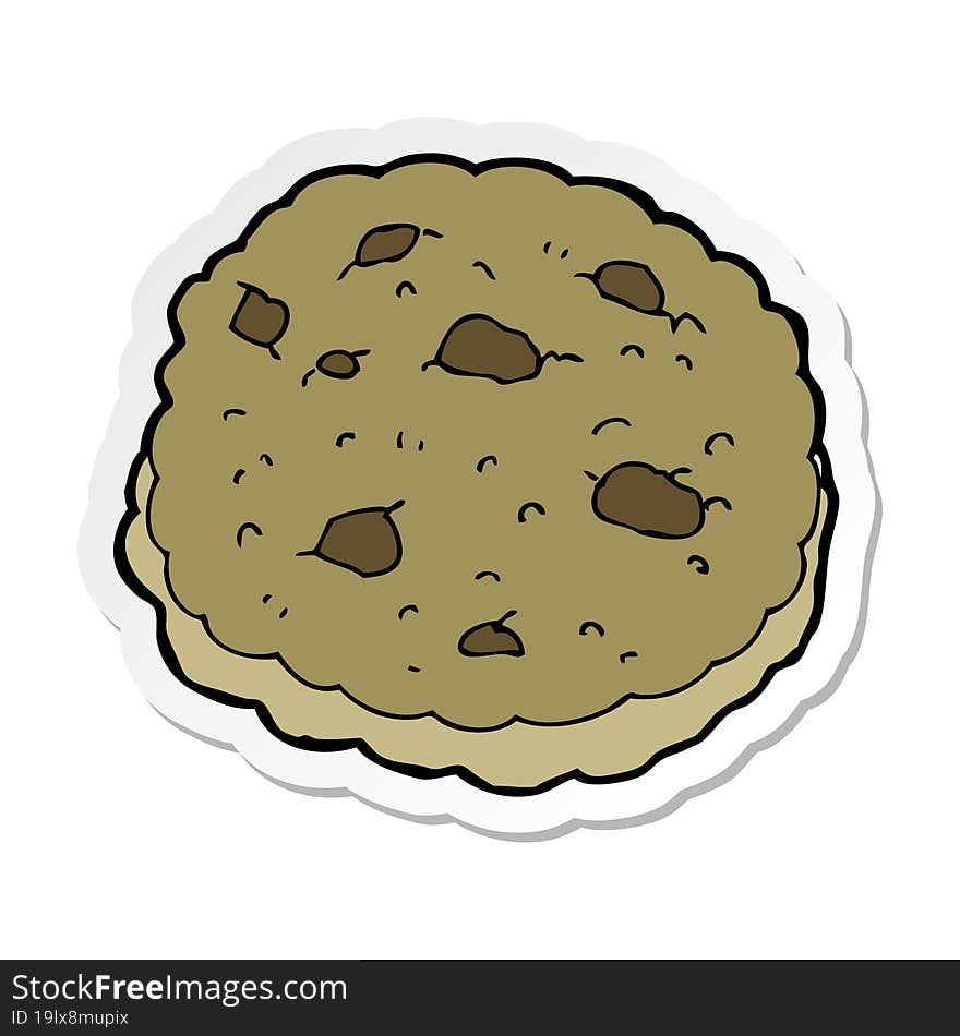 Sticker Of A Chocolate Chip Cookie Cartoon