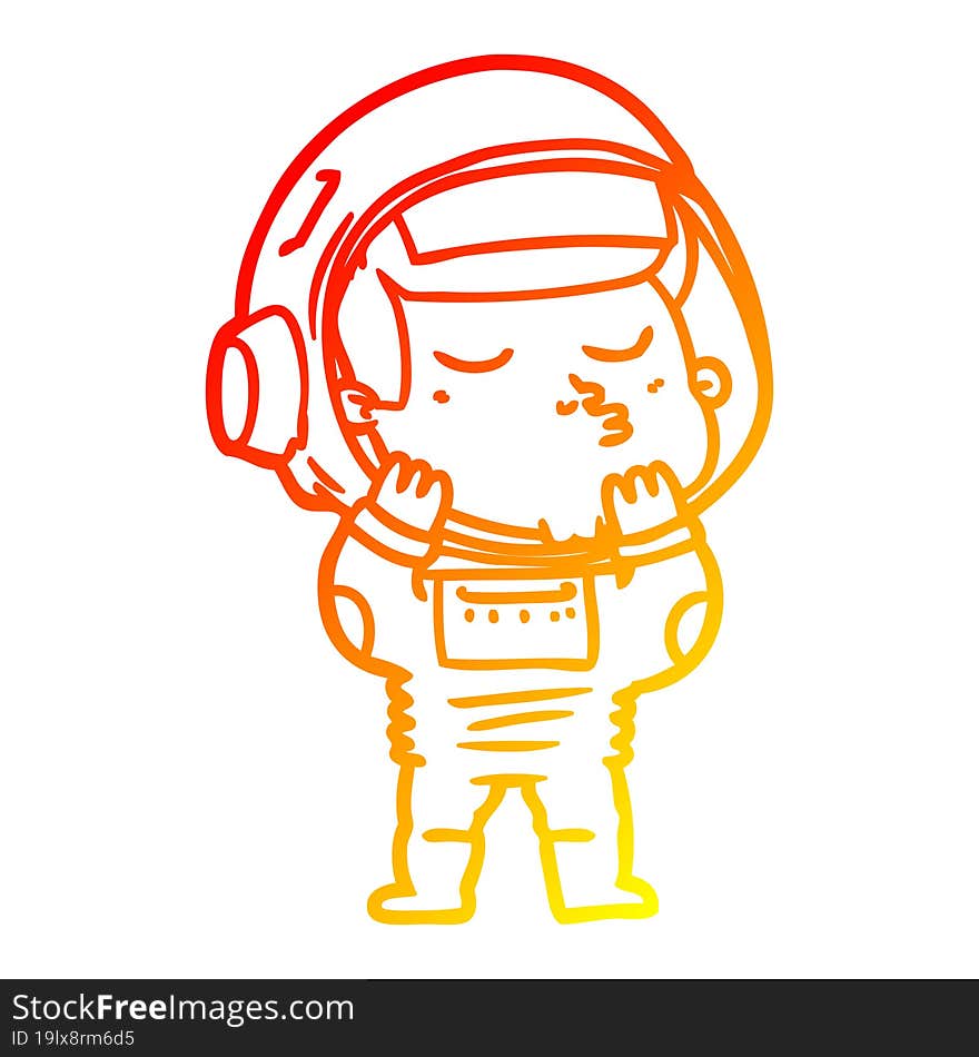 warm gradient line drawing cartoon confident astronaut