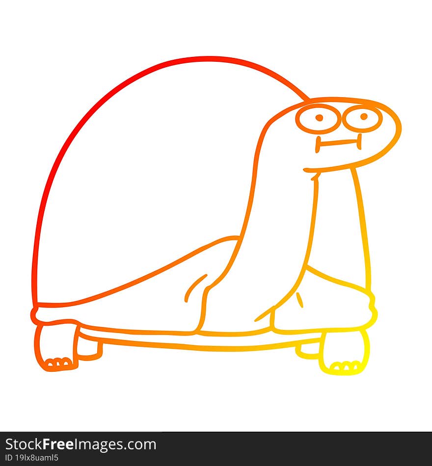 warm gradient line drawing cartoon tortoise