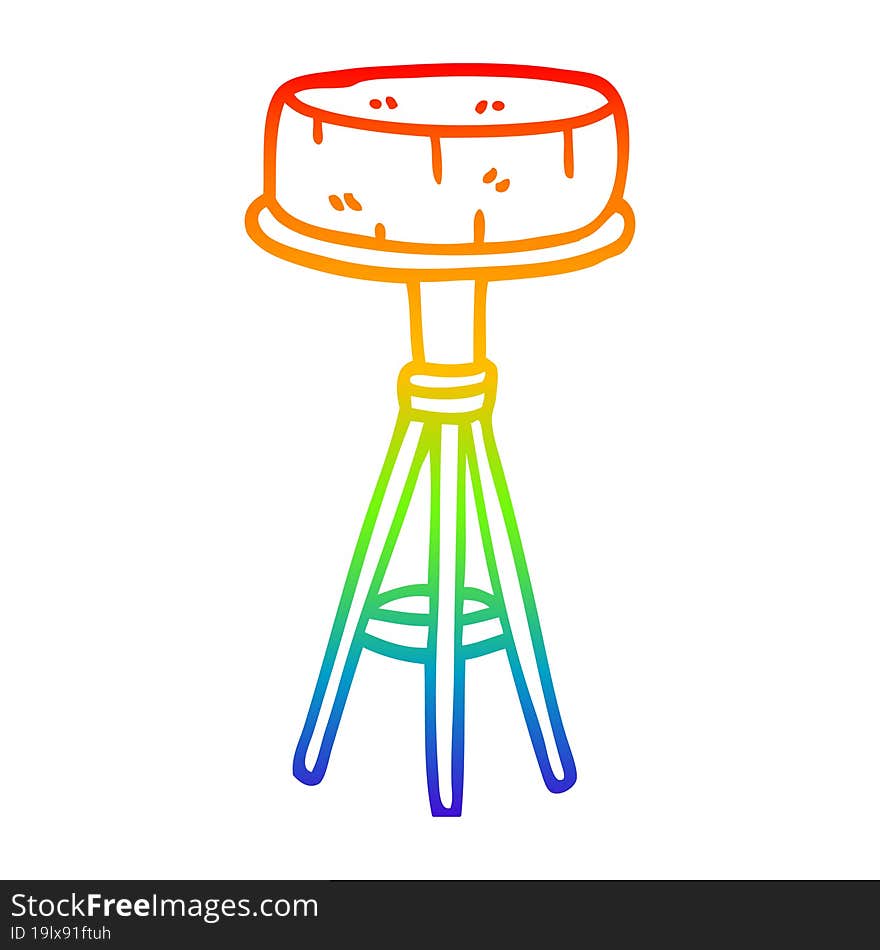 rainbow gradient line drawing cartoon breakfast stool