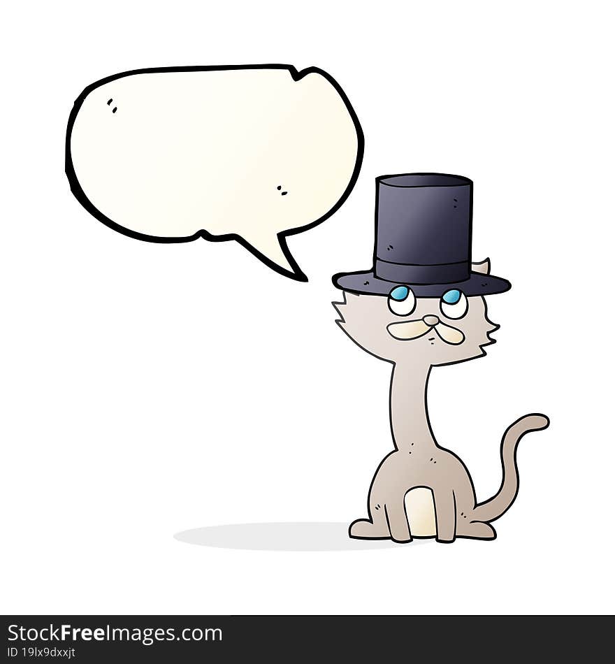 speech bubble cartoon cat in top hat