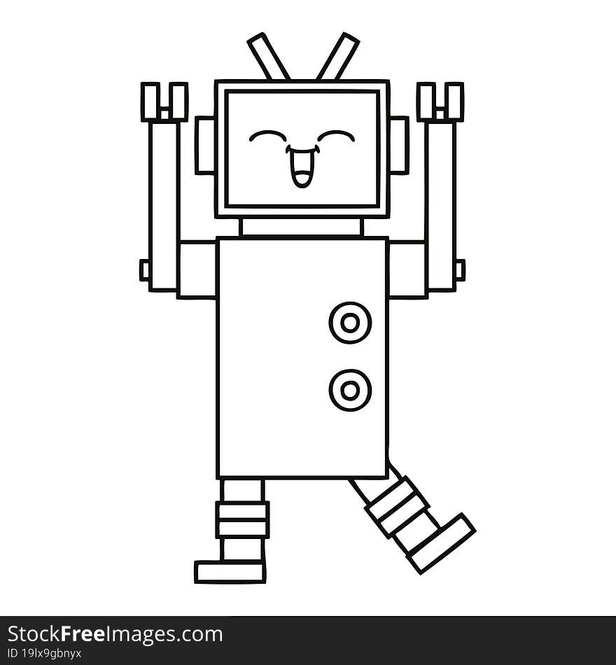 Line Drawing Cartoon Robot