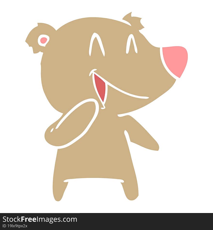 laughing bear flat color style cartoon