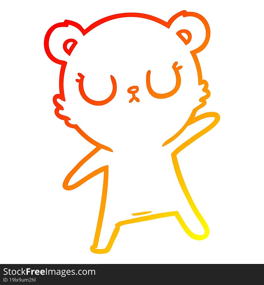 Warm Gradient Line Drawing Peaceful Cartoon Bear