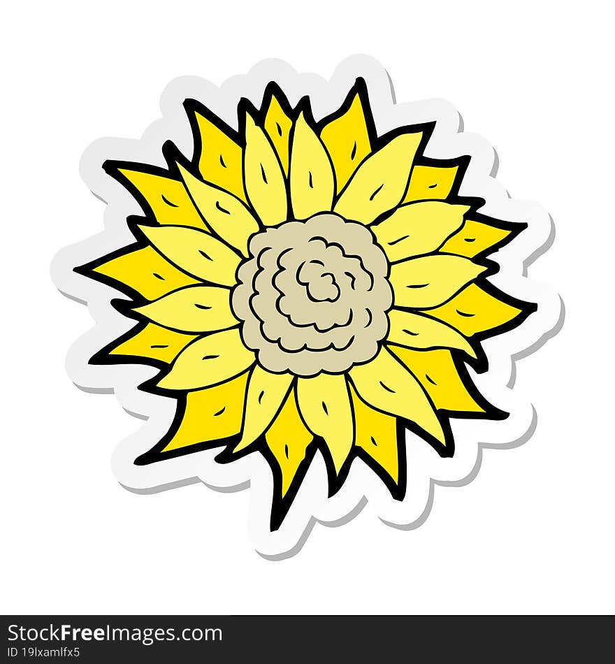 sticker of a cartoon sunflower