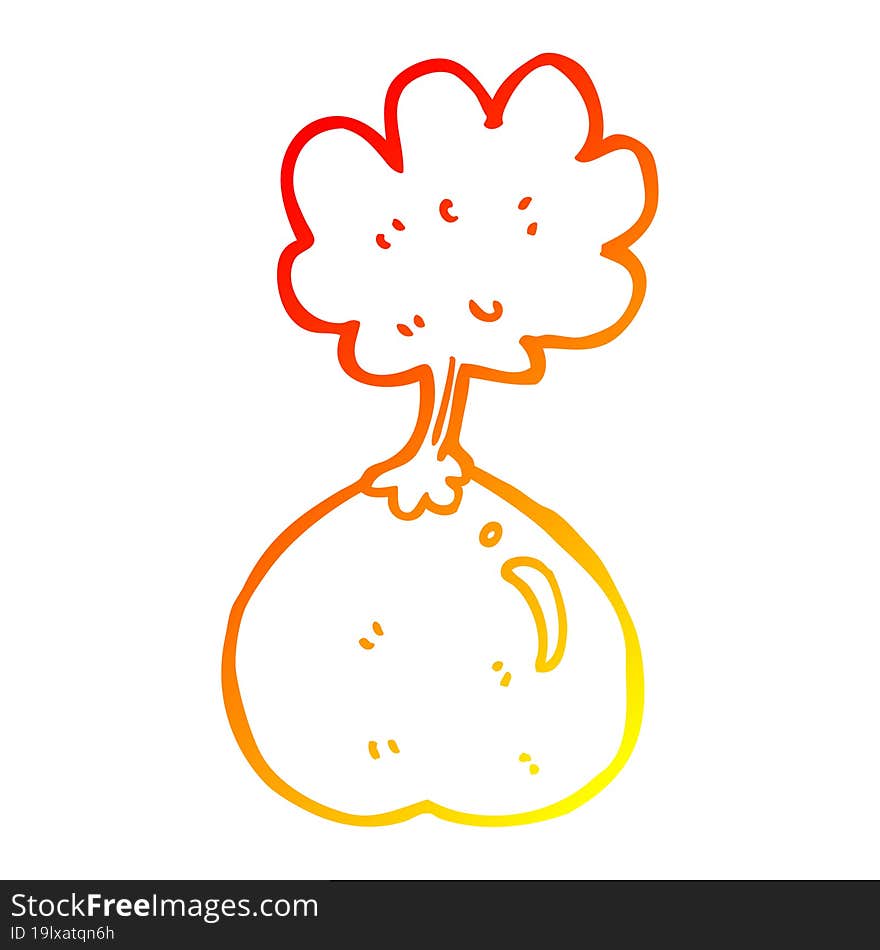 warm gradient line drawing of a cartoon vegetable