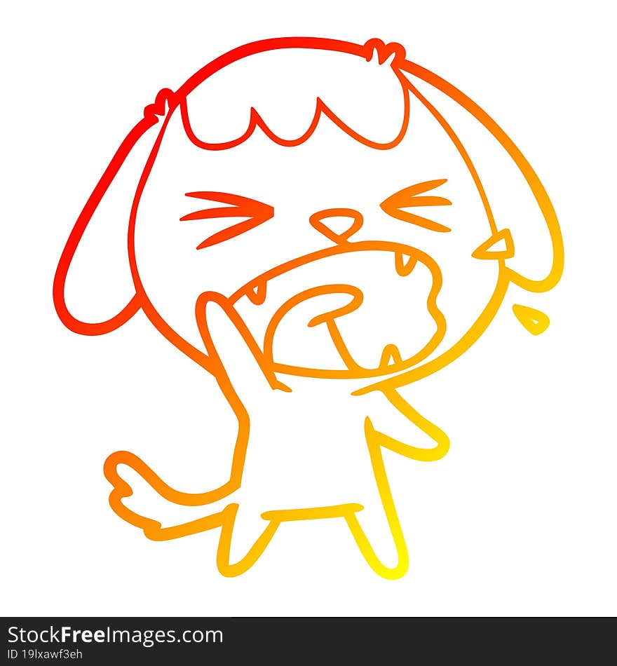 warm gradient line drawing of a cute cartoon dog barking