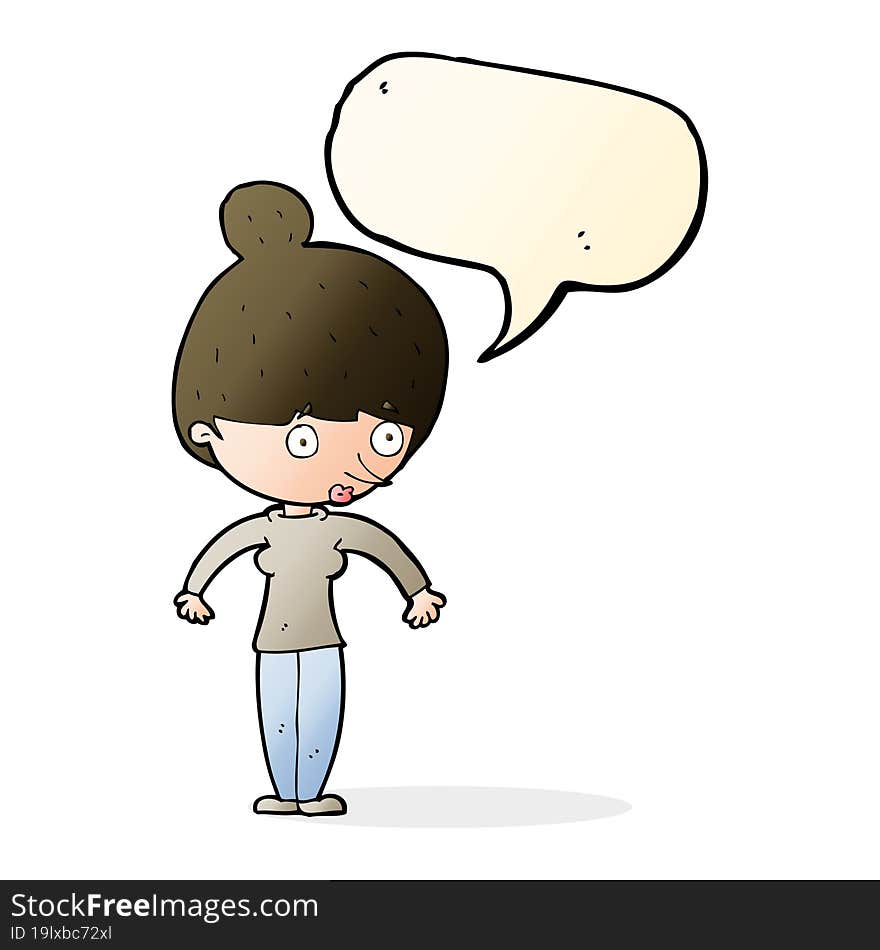 cartoon woman staring with speech bubble