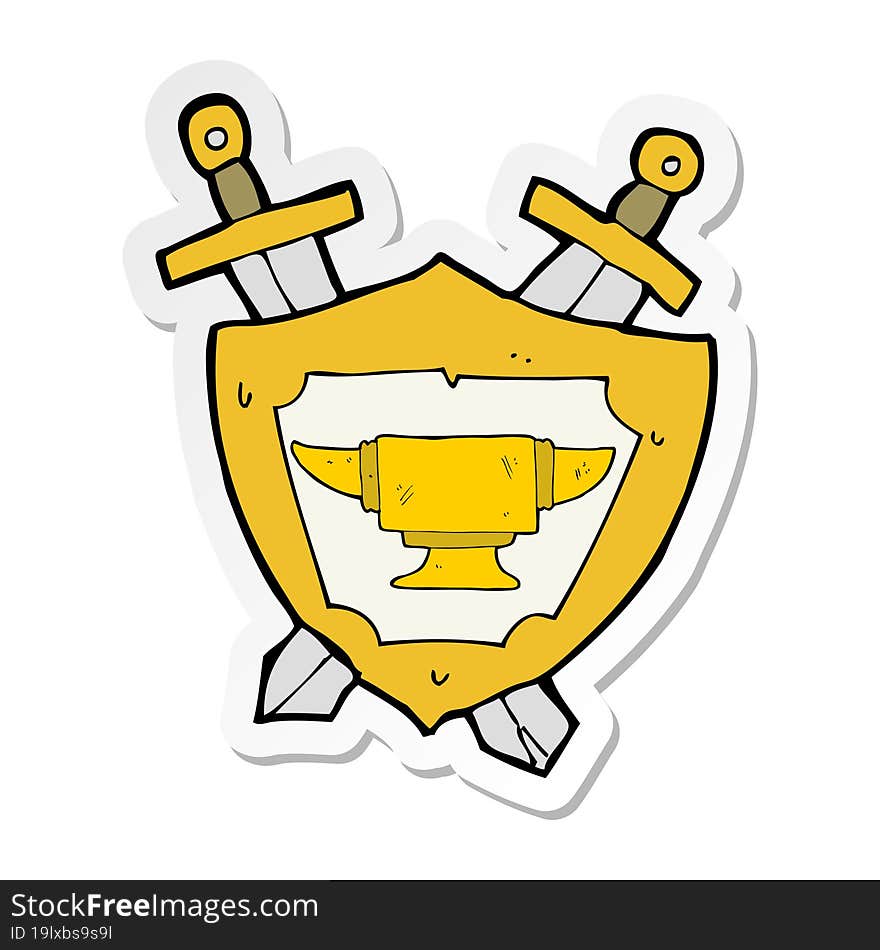 Sticker Of A Cartoon Blacksmith Anvil Heraldry Symbol