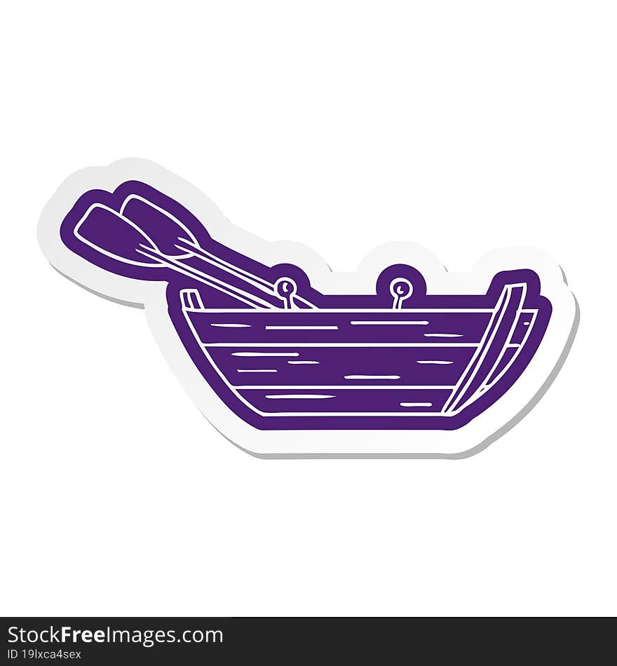 cartoon sticker of a wooden row boat