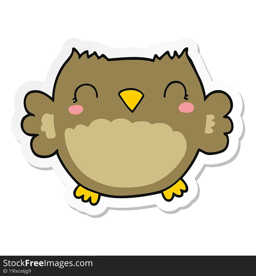 Sticker Of A Cute Cartoon Owl