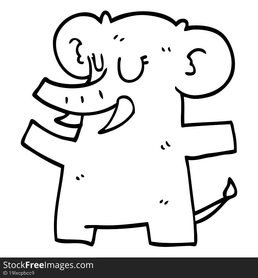 line drawing cartoon standing elephant